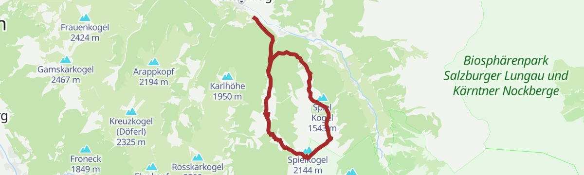 Route map: Hüttschlag: Hirschgrubenalm - Hühnerkarscharte - Hühnerkaralm - Hubalm
